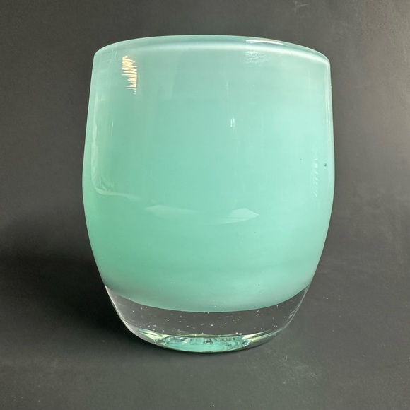Glassybaby Hand Blown Glass Votive Candle Holder Seafoam Jade Green Clear - Picture 9 of 10